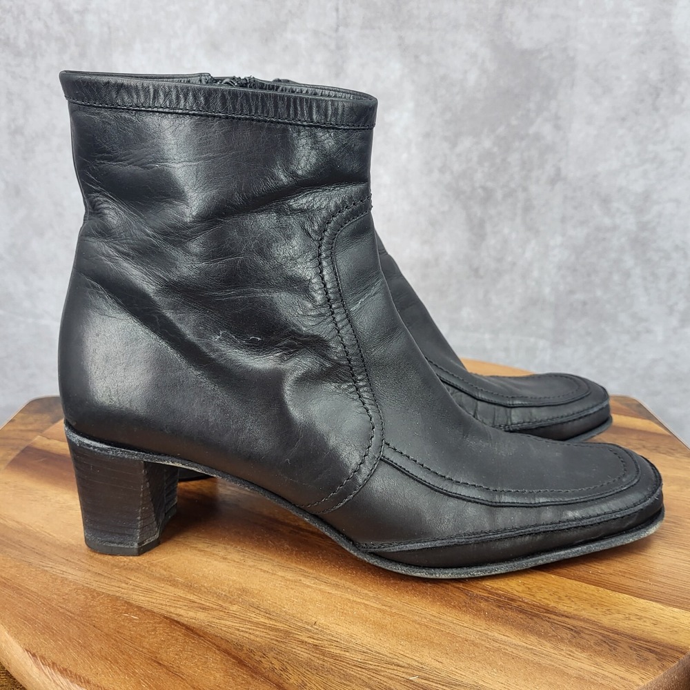 Via Spiga Ankle Boots Womens 10 Black Leather Italy‎ Heels Booties